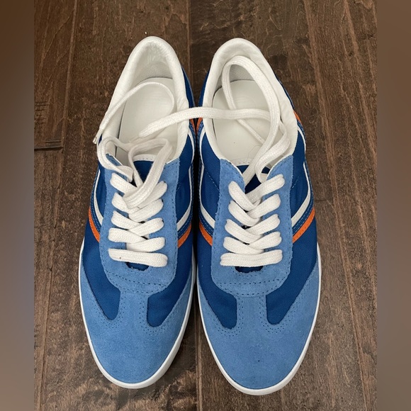 Tory Sport Chevron Stripe Leather, Suede, Canvas Tennis Shoe. Size 8. New. - Picture 1 of 5